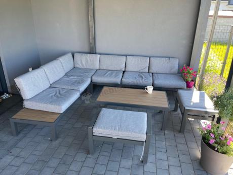 Nowoczesny narożnik modułowy na taras - Calamba Corner XL - Grey