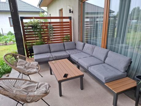 Nowoczesny narożnik modułowy na taras - Calamba Corner XL - Grey