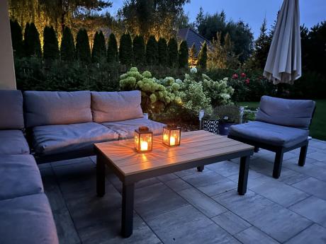 Nowoczesny narożnik modułowy na taras - Calamba Corner XL - Grey