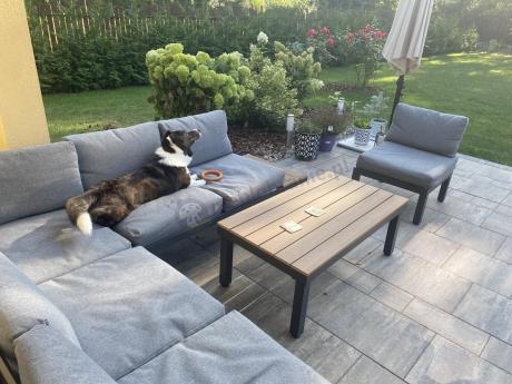 Nowoczesny narożnik modułowy na taras - Calamba Corner XL - Grey