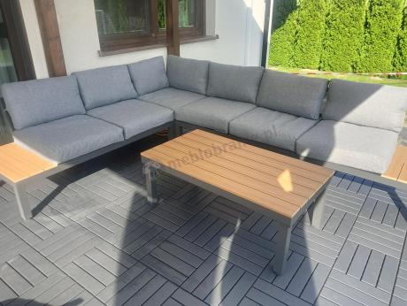 Nowoczesny narożnik modułowy na taras - Calamba Corner XL - Grey