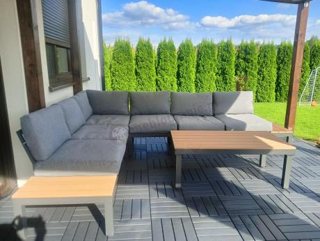 Nowoczesny narożnik modułowy na taras - Calamba Corner XL - Grey