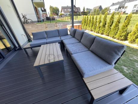 Nowoczesny narożnik modułowy na taras - Calamba Corner XL - Grey