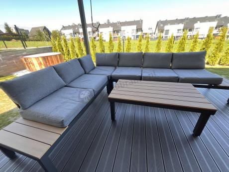 Nowoczesny narożnik modułowy na taras - Calamba Corner XL - Grey