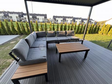 Nowoczesny narożnik modułowy na taras - Calamba Corner XL - Grey