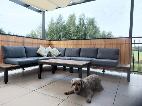 Nowoczesny narożnik modułowy na taras - Calamba Corner XL - Grey