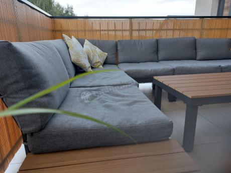 Nowoczesny narożnik modułowy na taras - Calamba Corner XL - Grey