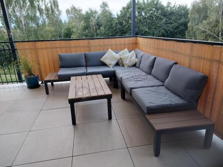 Nowoczesny narożnik modułowy na taras - Calamba Corner XL - Grey