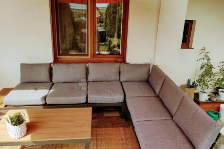 Nowoczesny narożnik modułowy na taras - Calamba Corner XL - Grey