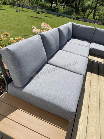 Nowoczesny narożnik modułowy na taras + pufy - Calamba Corner XL - Grey