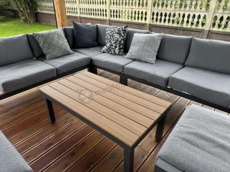 Nowoczesny narożnik modułowy na taras + pufy - Calamba Corner XL - Grey