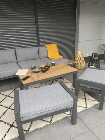 Nowoczesny narożnik modułowy na taras + pufy - Calamba Corner XL - Grey