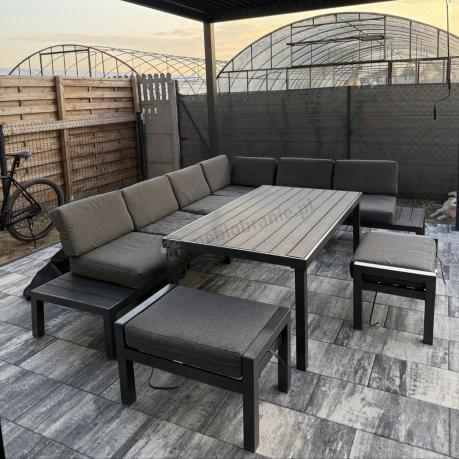 Nowoczesny narożnik na taras z wysokim stołem Calamba Corner XL - Antracite