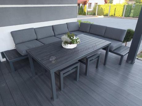 Nowoczesny narożnik na taras z wysokim stołem Calamba Corner XL - Antracite