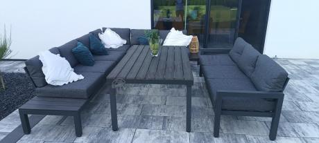 Nowoczesny narożnik na taras z wysokim stołem Calamba Corner XL - Antracite