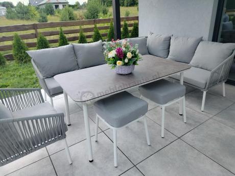 Nowoczesny narożnik na taras z wysokim stołem Kostto Corner White