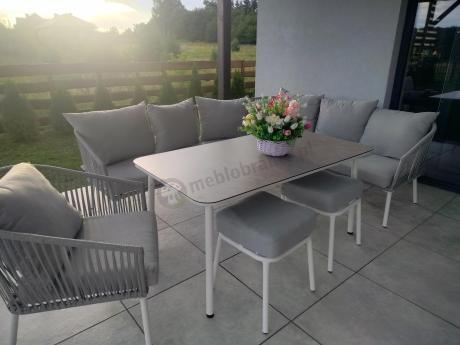 Nowoczesny narożnik na taras z wysokim stołem Kostto Corner White