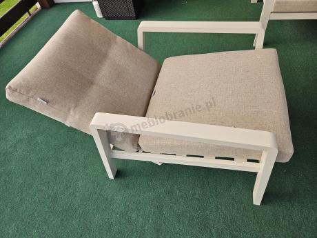 Nowoczesny narożnik ogrodowy z dwoma regulowanymi fotelami Tavaro Corner Plus Cream