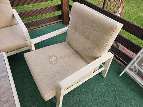 Nowoczesny narożnik ogrodowy z dwoma regulowanymi fotelami Tavaro Corner Plus Cream