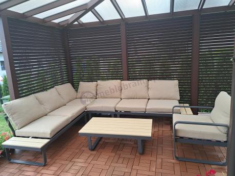 Nowoczesny narożnik ogrodowy z fotelem Panaon Corner XL WB