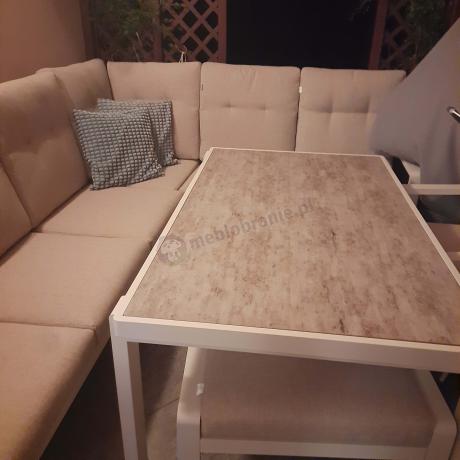 Nowoczesny narożnik ogrodowy z fotelem Tavaro Corner Cream