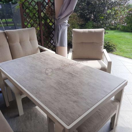 Nowoczesny narożnik ogrodowy z fotelem Tavaro Corner Cream