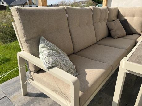 Nowoczesny narożnik ogrodowy z fotelem Tavaro Corner Cream
