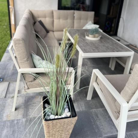 Nowoczesny narożnik ogrodowy z fotelem Tavaro Corner Cream