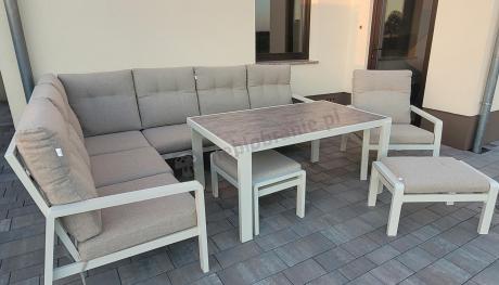 Nowoczesny narożnik ogrodowy z fotelem Tavaro Corner Cream