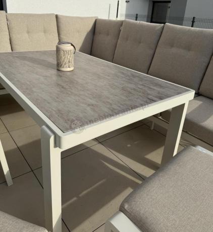 Nowoczesny narożnik ogrodowy z fotelem Tavaro Corner Cream