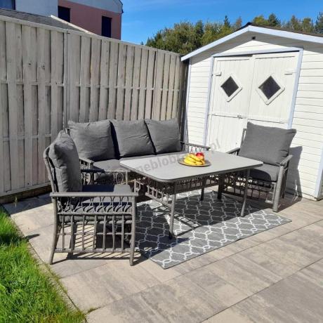 Nowoczesny zestaw mebli na taras Tebra z plecionką Antracite