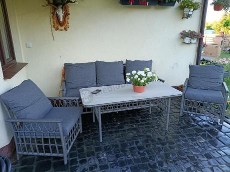 Nowoczesny zestaw mebli na taras Tebra z plecionką Antracite