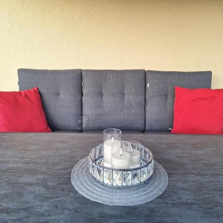 Nowoczesny zestaw mebli ogrodowych dla 8 osób z 2 sofami 200cm, 2 fotelami i stołem 150x90 cm Tavaro Grande Antracite