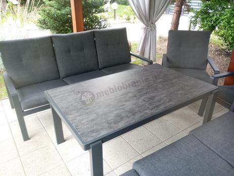 Nowoczesny zestaw mebli ogrodowych dla 8 osób z 2 sofami 200cm, 2 fotelami i stołem 150x90 cm Tavaro Grande Antracite