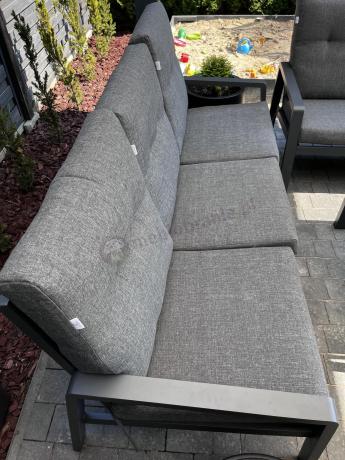 Nowoczesny zestaw mebli ogrodowych dla 8 osób z 2 sofami 200cm, 2 fotelami i stołem 150x90 cm Tavaro Grande Antracite