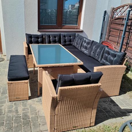 Pleciony zestaw ogrodowy z technorattanu Topiano Plus Yellow & Black