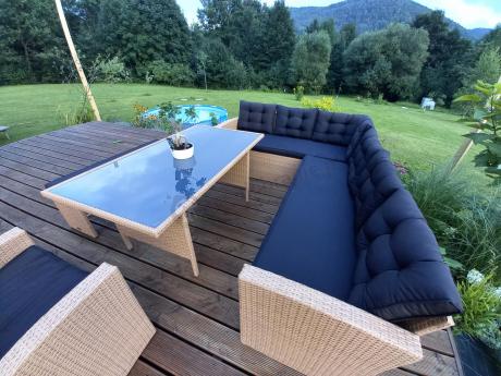 Pleciony zestaw ogrodowy z technorattanu Topiano Plus Yellow & Black