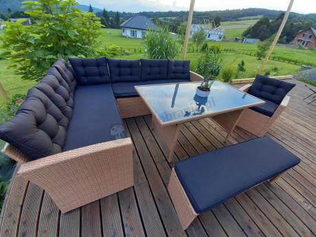 Pleciony zestaw ogrodowy z technorattanu Topiano Plus Yellow & Black