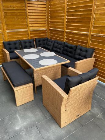 Pleciony zestaw ogrodowy z technorattanu Topiano Plus Yellow & Black