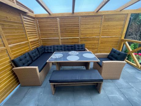 Pleciony zestaw ogrodowy z technorattanu Topiano Plus Yellow & Black