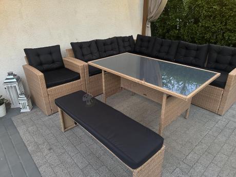 Pleciony zestaw ogrodowy z technorattanu Topiano Plus Yellow & Black