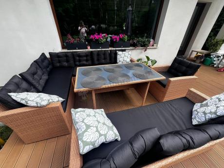 Pleciony zestaw ogrodowy z technorattanu Topiano Plus Yellow & Black