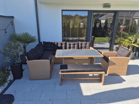 Pleciony zestaw ogrodowy z technorattanu Topiano Plus Yellow & Black