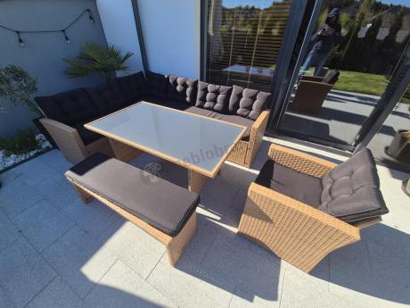 Pleciony zestaw ogrodowy z technorattanu Topiano Plus Yellow & Black