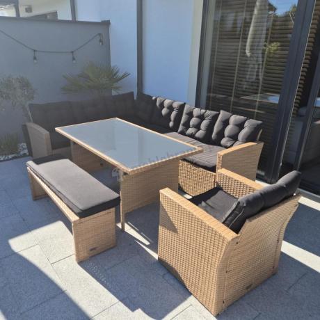 Pleciony zestaw ogrodowy z technorattanu Topiano Plus Yellow & Black