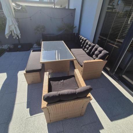 Pleciony zestaw ogrodowy z technorattanu Topiano Plus Yellow & Black