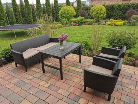 Salemo 3 Lyon Brąz zestaw ogrodowy z podnoszonym stołem