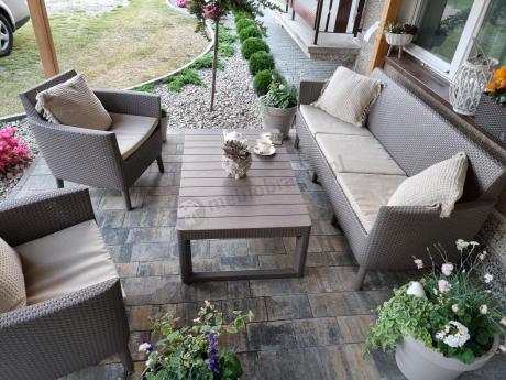 Salemo 3 Lyon Cappuccino meble na taras z regulowanym stołem