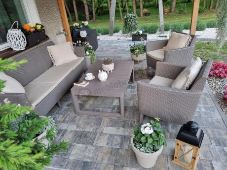 Salemo 3 Lyon Cappuccino meble na taras z regulowanym stołem