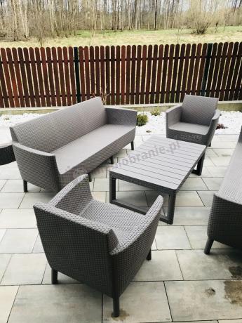 Salemo Fiesta Lyon Max Cappuccino duży zestaw ogrodowy z podnoszonym stołem